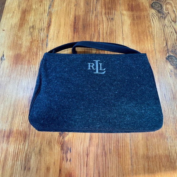 Lauren Ralph Lauren Handbags - Vintage Lauren Ralph Lauren Monogrammed Shoulder Bag Grey Wool Women's‎ O/S EUC